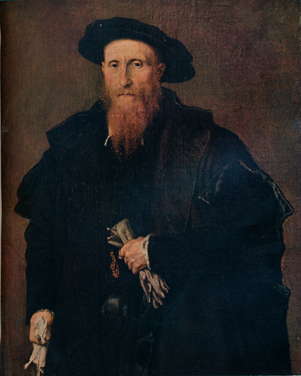 Retrato de um cavalheiro com luvas, 1543, 1930. de Lorenzo Lotto