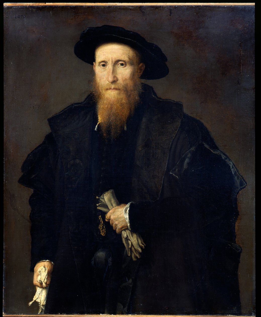 Retrato de um cavalheiro idoso com luvas (Liberale da Pinedel?) de Lorenzo Lotto