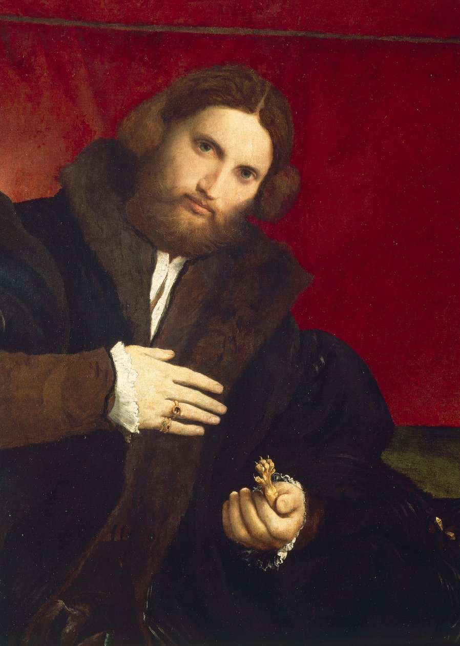 Retrato de cavalheiro com pata de leão, de Lorenzo Lotto (1480 ca- 1556), óleo sobre tela, 95,5 x 69,5 cm de Lorenzo Lotto