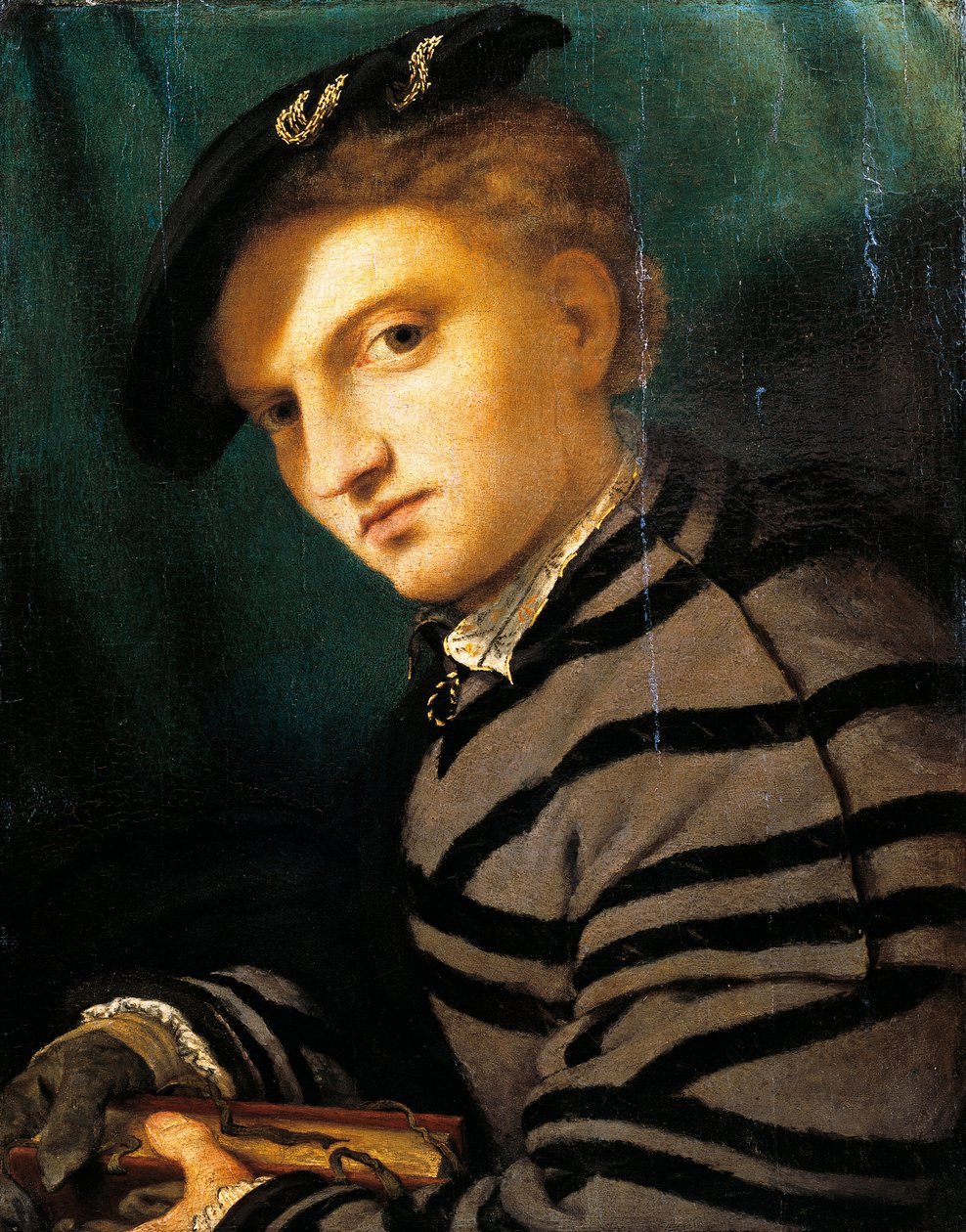 Retrato do jovem de Lorenzo Lotto (1480 ca- 1556), óleo sobre painel, cerca de 1526 de Lorenzo Lotto