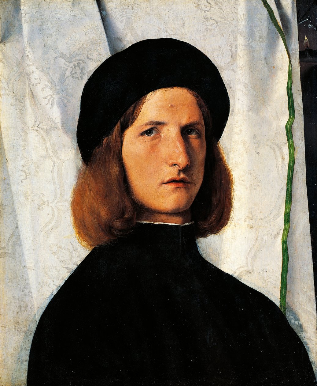 Retrato de homem jovem com lâmpada de Lorenzo Lotto