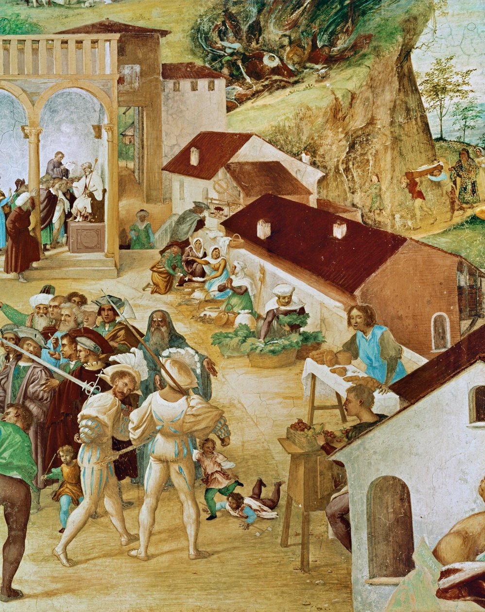 Lado direito da Capella Suardi, Igreja de Santa Bárbara em ... (pintura mural) de Lorenzo Lotto