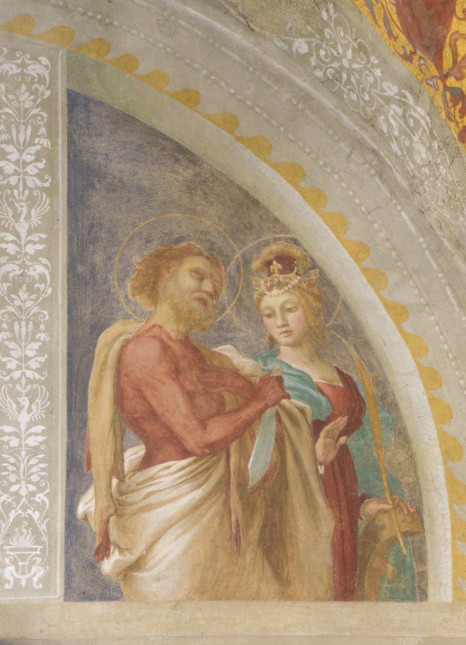 Santa Catarina de Alexandria e São Bartolomeu, c.1525 de Lorenzo Lotto