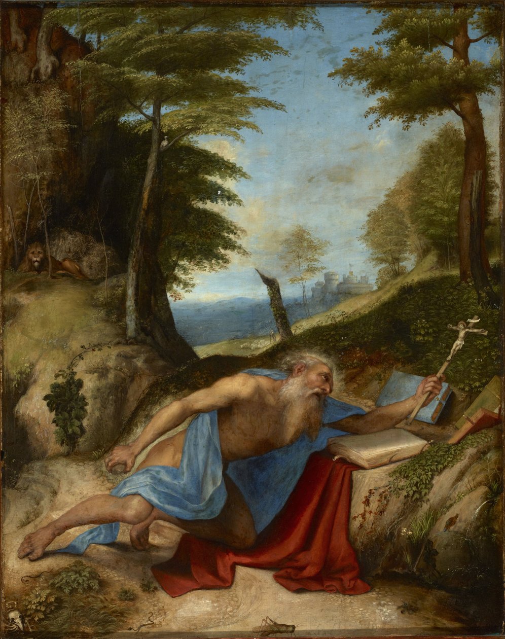 São Jerônimo penitente - O penitente São Jerônimo, de Lotto, Lorenzo (1480-1556). Óleo sobre madeira, c. 1513. Dimensão: 55,8x40 cm. Muzeul National Brukenthal, Sibiu de Lorenzo Lotto