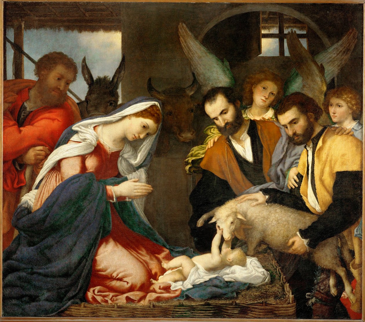 A Adoração dos Pastores (pintura sobre tela) de Lorenzo Lotto