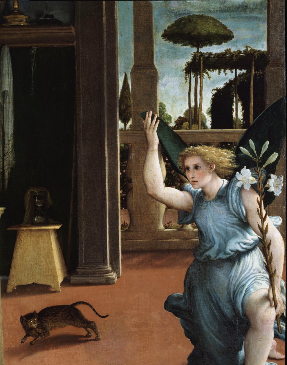 A Anunciação, detalhe do Anjo de Lorenzo Lotto