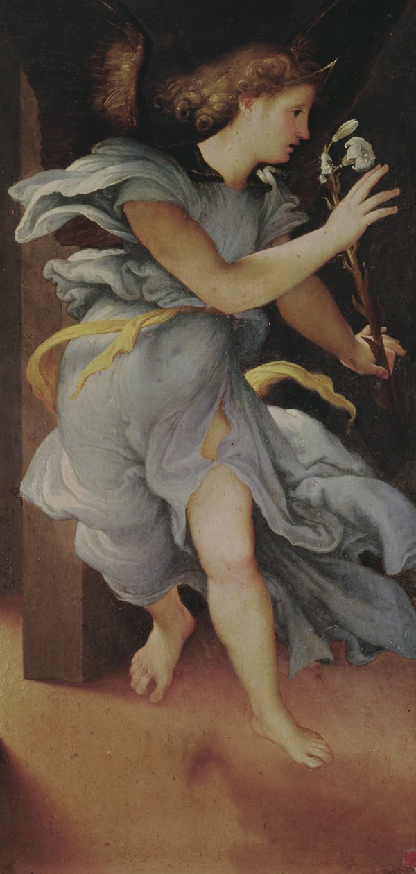 O Arcanjo Gabriel, painel da mão esquerda da Anunciação (ver também 228514) de Lorenzo Lotto