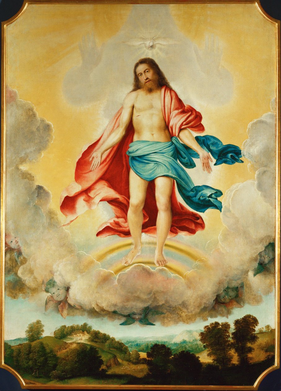 A Santíssima Trindade (pintura sobre tela) de Lorenzo Lotto