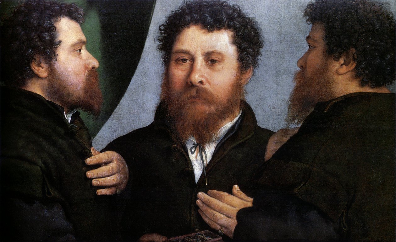 Triplo retrato de um ourives (Bartolomeo Carpan) de Lorenzo Lotto
