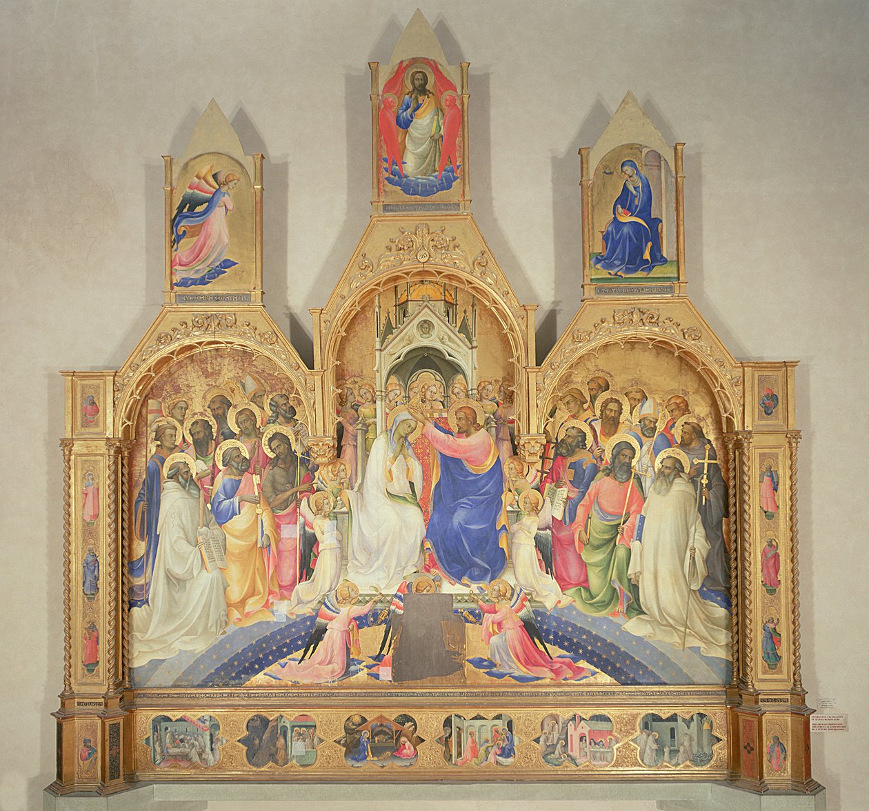 Coroação da Virgem, 1414 (têmpera sobre madeira, fundo dourado) de Lorenzo Monaco