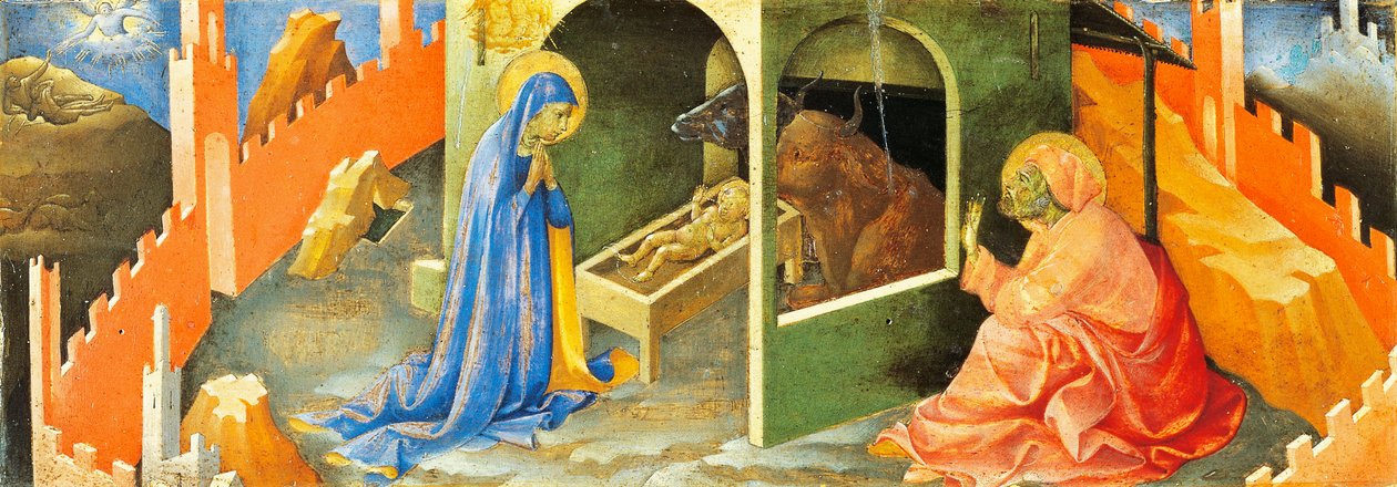 Natividade de Jesus, secção de predella, por Lorenzo Monaco (1370-circa 1425), óleo sobre painel de Lorenzo Monaco