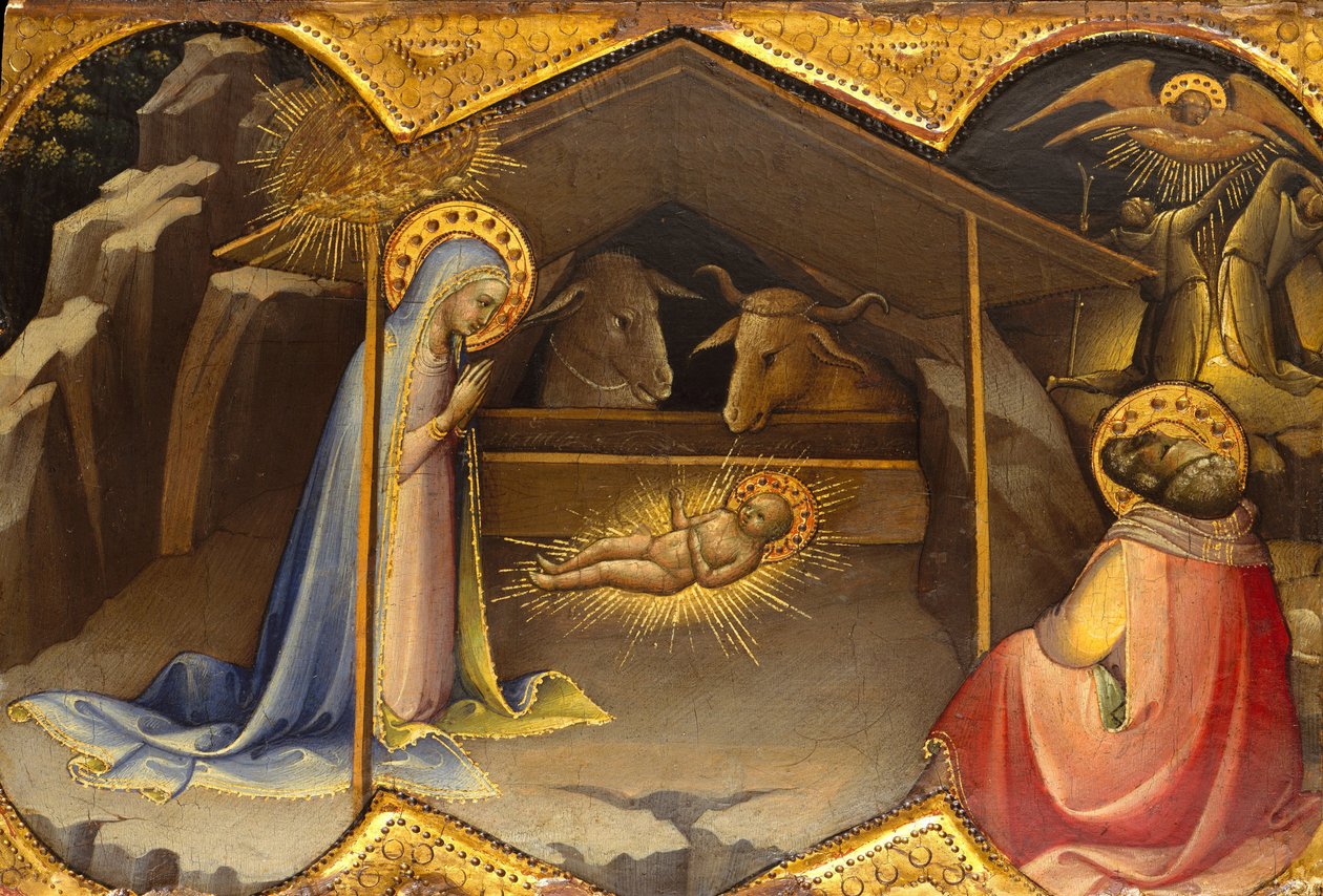 A Natividade, 1406-10 (têmpera sobre madeira, chão de ouro) de Lorenzo Monaco