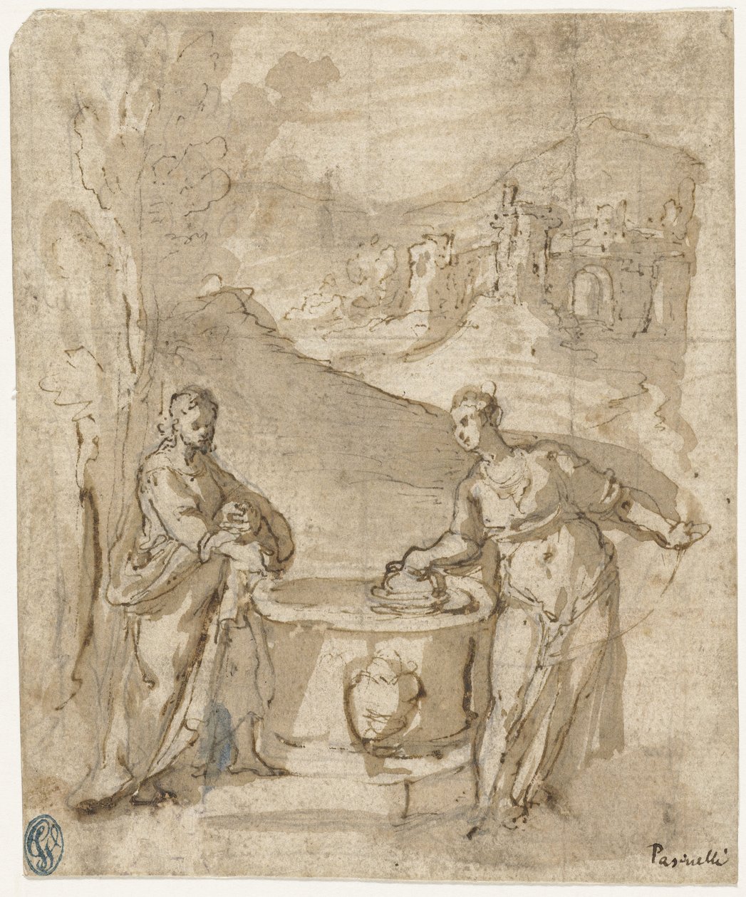 Cristo e a mulher samaritana de Lorenzo Pasinelli