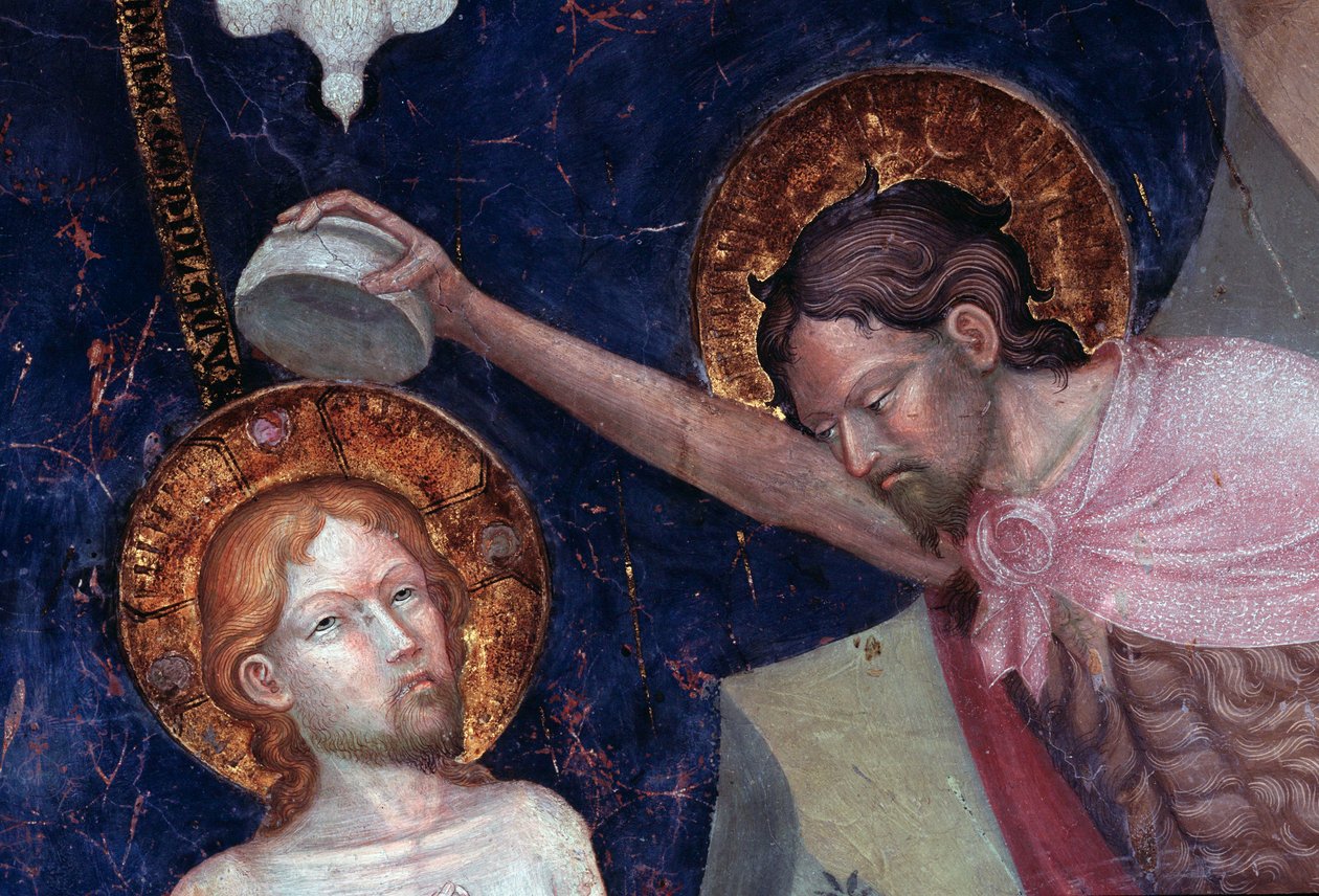 São João Batista batizando Jesus, detalhe (Fresco de Lorenzo Salimbeni