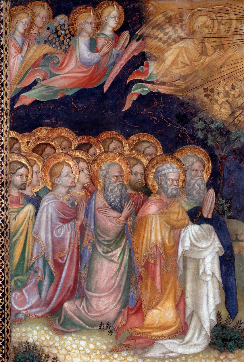 O batismo de Jesus por São João Batista batizando Jesus Detalhe Fresco de Lorenzo de Lorenzo Salimbeni