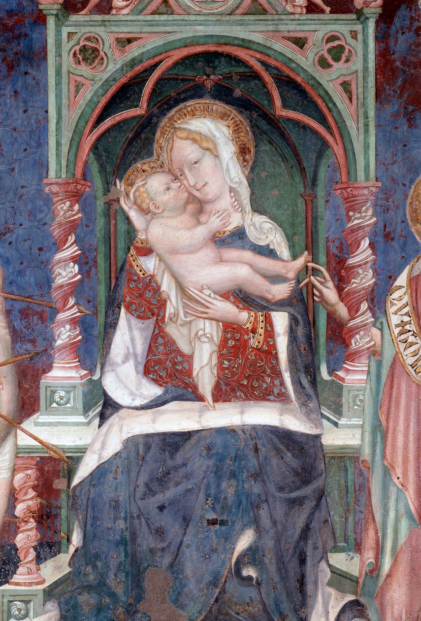 Virgem com Jesus com São João Batista e São Sebastião, detalhe (Fresco de Lorenzo Salimbeni