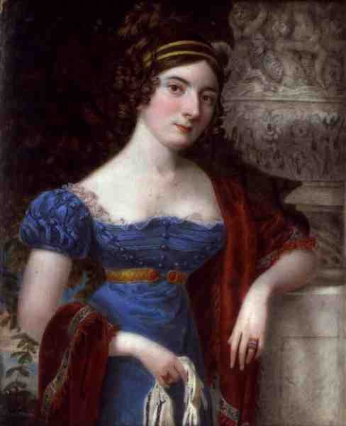 Lady in a Lace Bordered Blue Dress (óleo sobre tela) de Lorenzo Thewenti