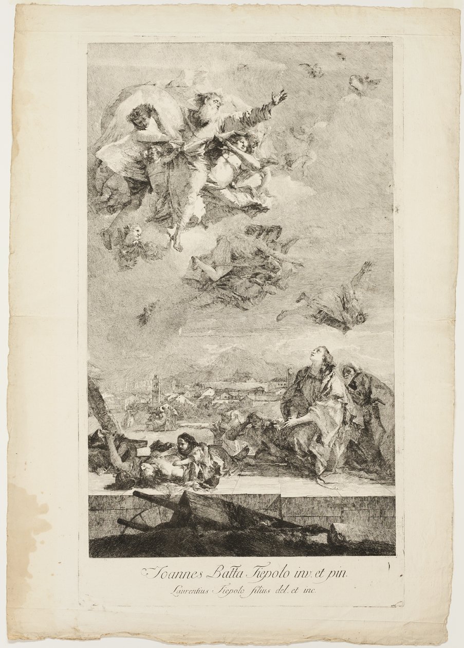 Santa Tecla reza pelo fim da praga na cidade de Este de Lorenzo Tiepolo