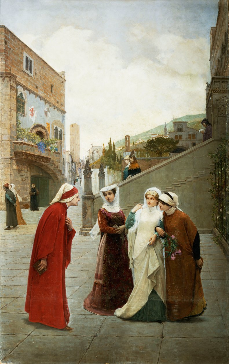 A Reunião de Dante e Beatrice, 1889 de Lorenzo Valles