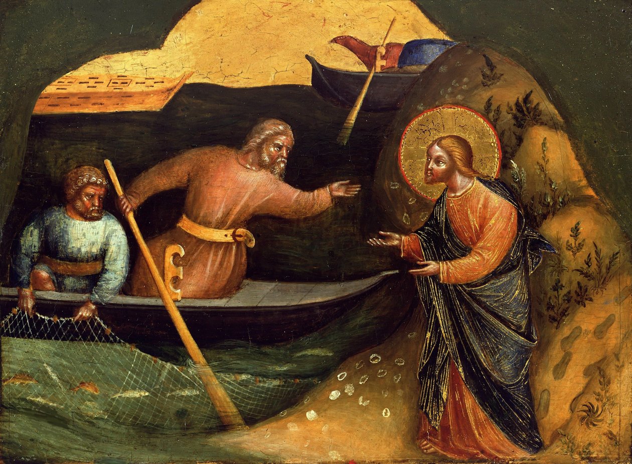Chamado dos Apóstolos Pedro e André Painel Predella, ca 1370. de Lorenzo Veneziano