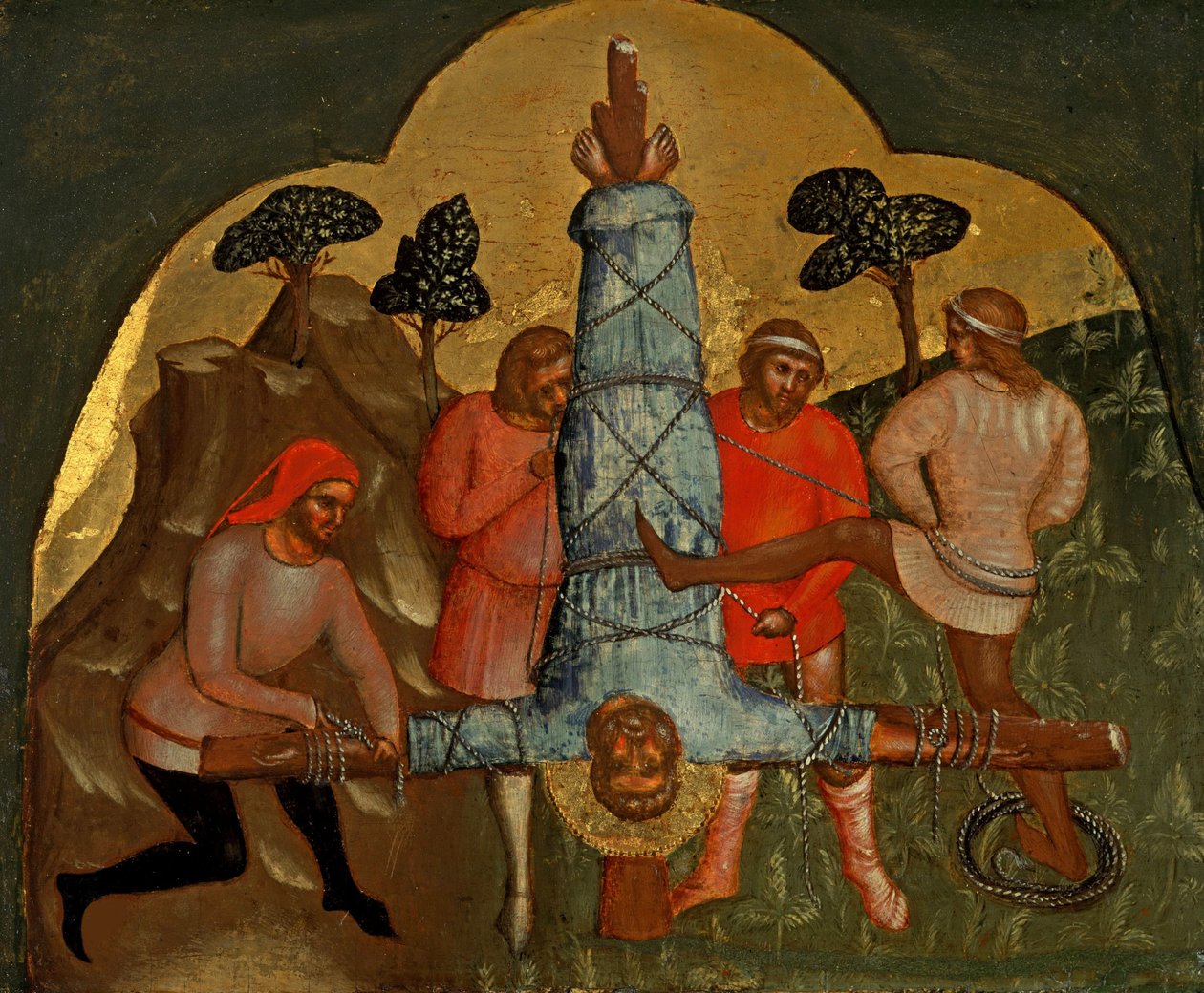 A Crucificação de Peter Predella Painel, ca 1370. de Lorenzo Veneziano