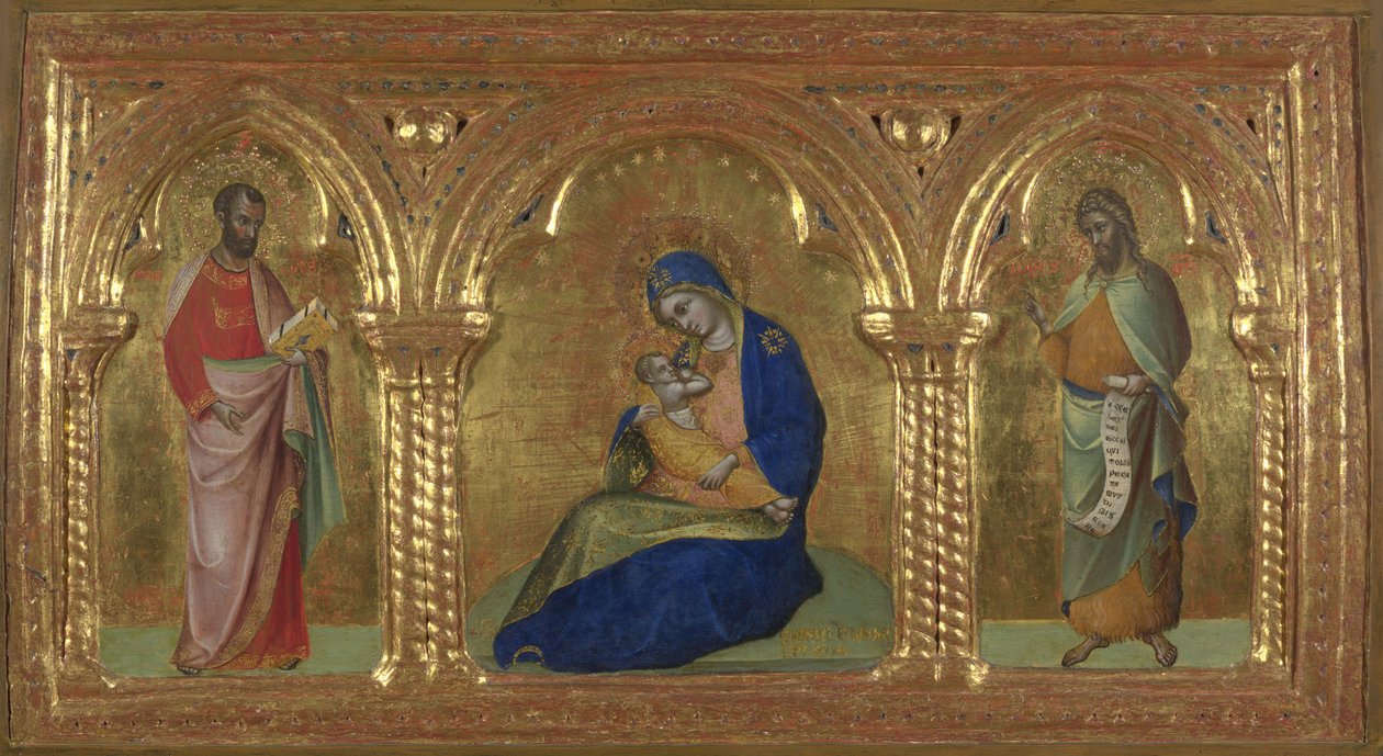 A Madona da Humildade com São Marcos e São João, 1365-1370. de Lorenzo Veneziano
