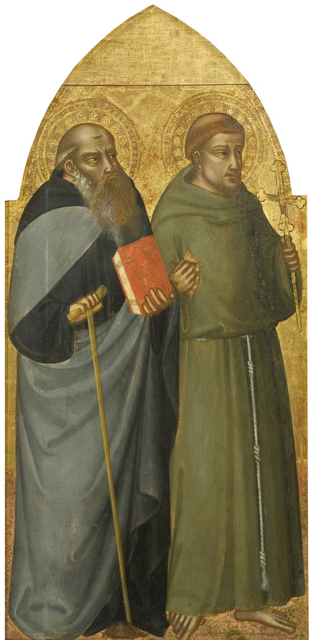 Santos Francisco e Antônio Abade, c.1400 (tempera e ouro no painel, cal) de Lorenzo di Bicci