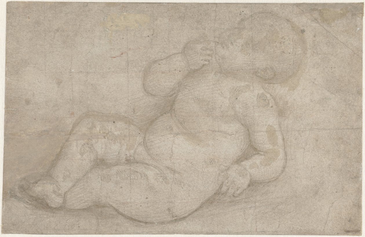 Estudo para uma criança de Cristo reclinada de Lorenzo di Credi (attributed to)