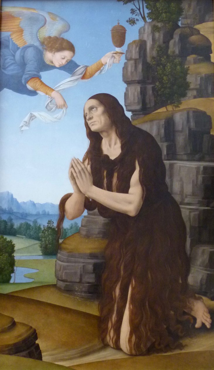 Alemão: Die heilige Maria Ägyptiaca Santa Maria do Egito de Lorenzo di Credi