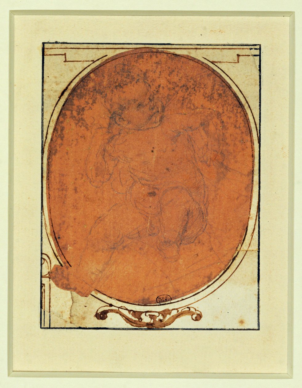 Madonna. Bico de prata sobre papel cor-de-rosa ... de Lorenzo di Credi
