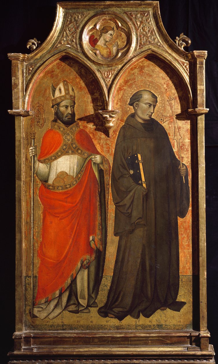 São Nicolau de Bari e São Francisco de Assis Pintura de Lorenzo di Niccolo Gerini (século XIV-XVIII) Sol 153,6x85,5 cm Assis, Museo del Tesoro della Basilica di San Francesco. Coleção Perkins de Lorenzo di Niccolo Gerini