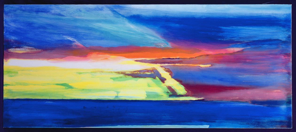 Composição abstrata (óleo e goma laca no gesso no painel) de Lou Gibbs