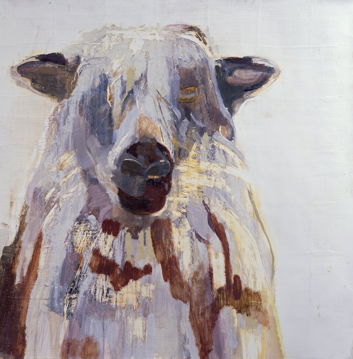Ovelha (mídia mista em gesso no papel) de Lou Gibbs