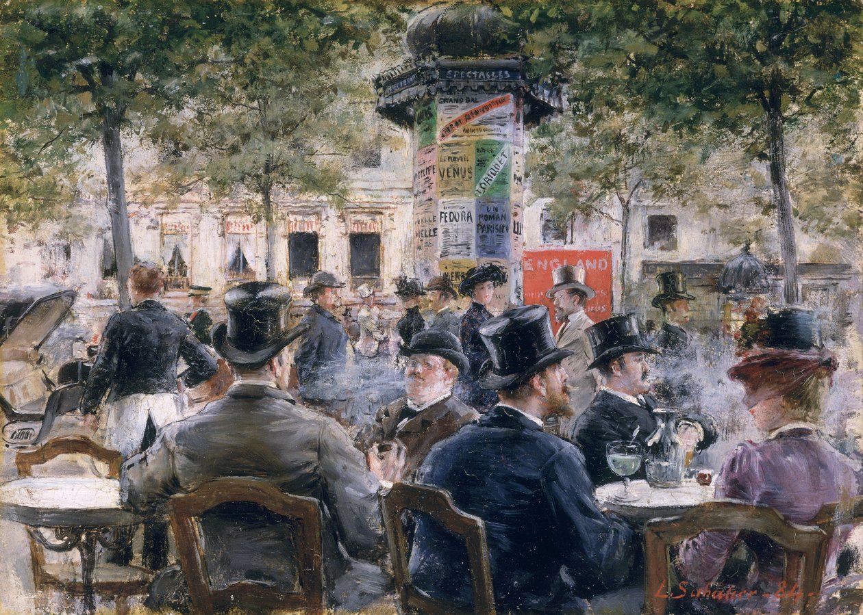 Cena do café em Paris, 1884 de Louis Anet Sabatier