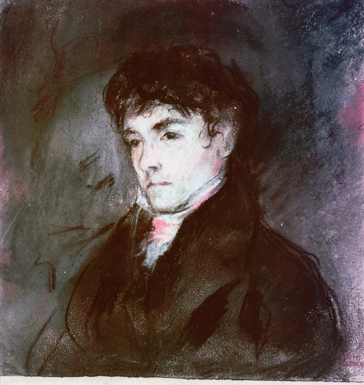 Retrato de Eugene Delacroix, c.1827 (pastel sobre papel) de Louis Antoine Leon Riesener