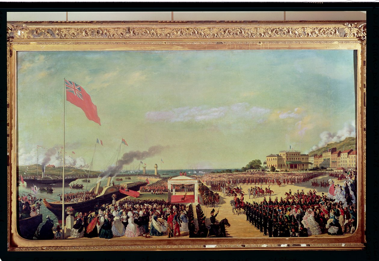 Napoleão III (1808-1873) Acolhendo a Rainha Vitória (1819-1901) no Porto de Boulogne, 18 de agosto de 1855, 1856 de Louis Armand