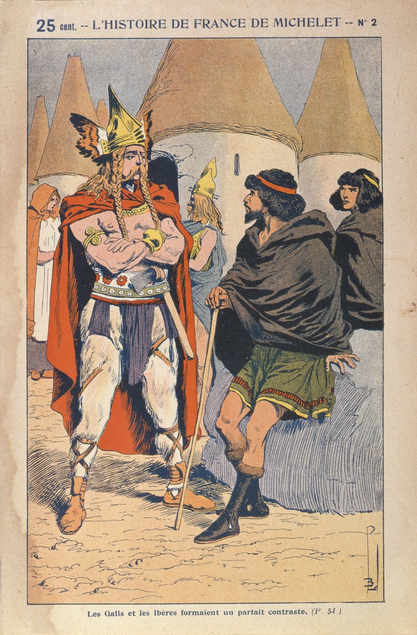 Os gauleses e os ibéricos, ilustração da Histoire de France por Jules Michelet (1798-1874) c.1900 de Louis Charles Bombled