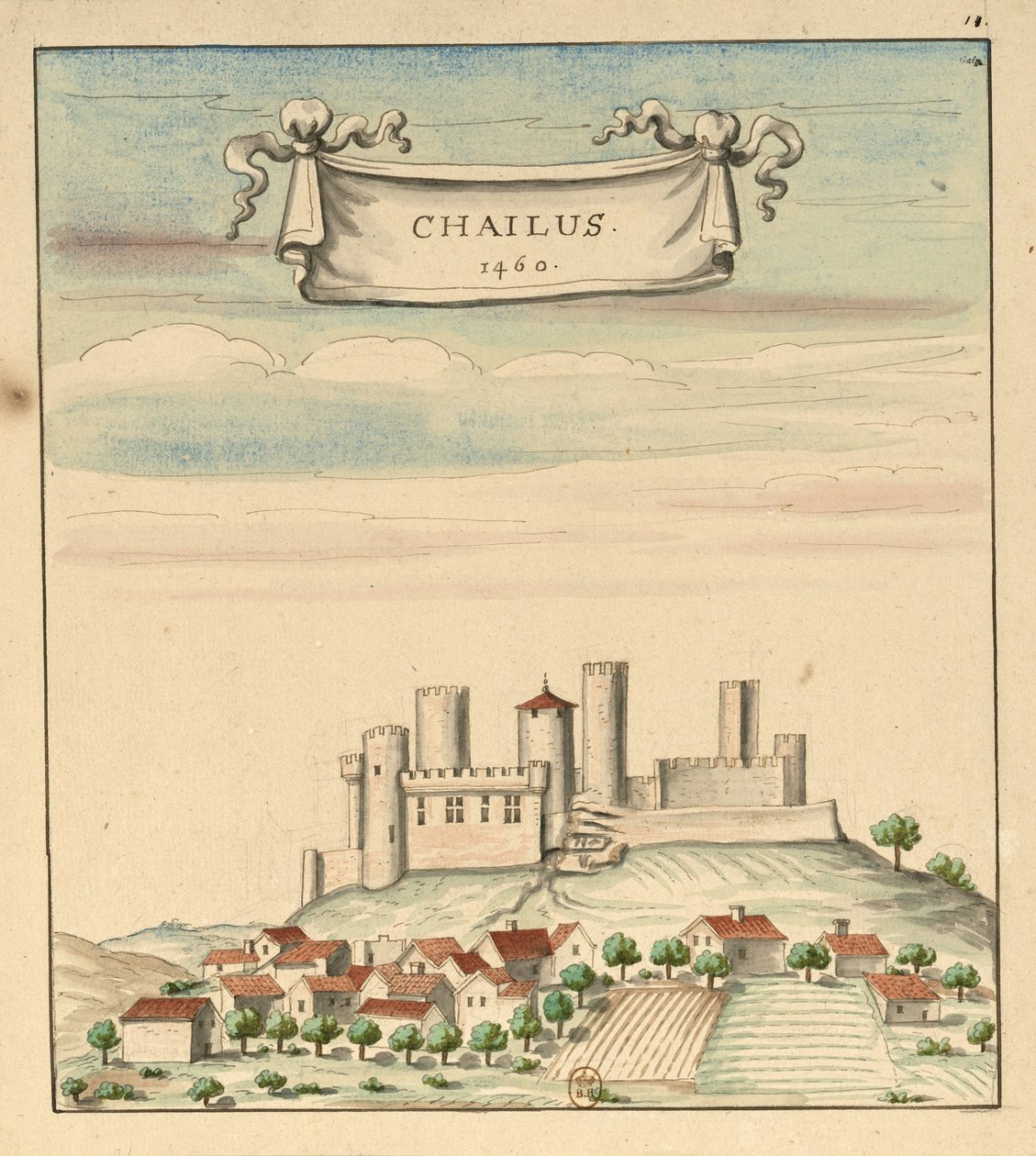Castelo de Châlus em 1460 de Louis Boudan