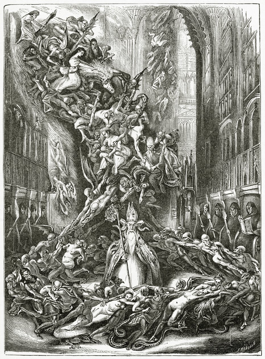 A Ronda do Sábado, Século XIX (gravura bw) de Louis Boulanger