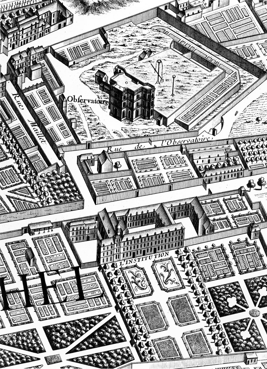 O Observatório, detalhe do Plano de Paris, conhecido como o Plano de Turgot, gravado por Claude Lucas, 1734-39 detalhe da gravura de 233535 de Louis Bretez