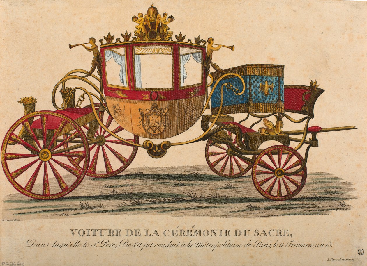 Transporte para a coroação do imperador Napoleão I, que ocorreu em 11 Frimaire, ano XIII de Louis Brion de la Tour fils