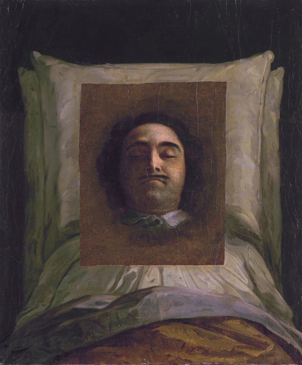 Retrato de Pedro, o Grande, em seu leito de morte de Louis Caravaque
