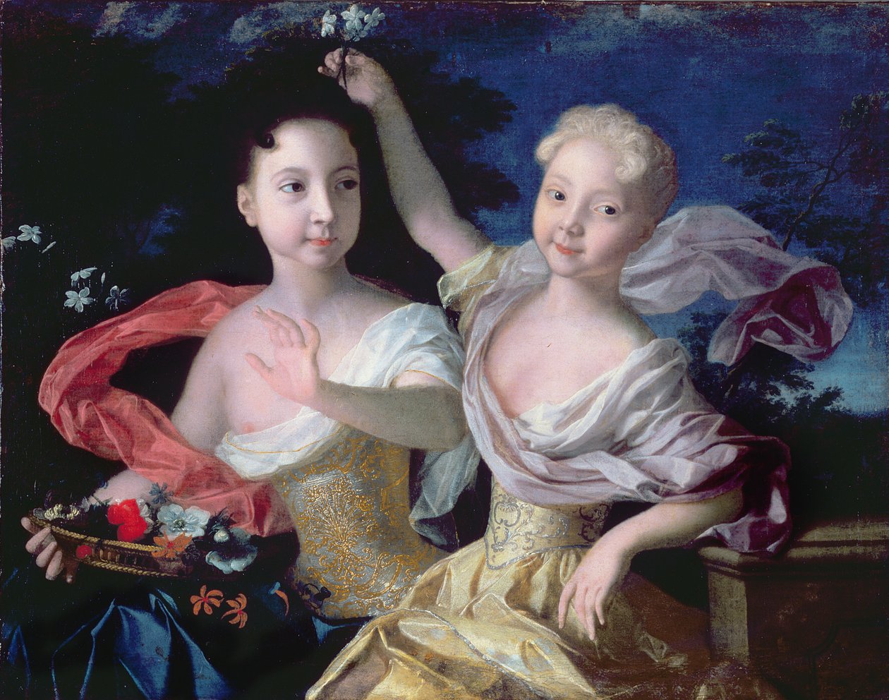 Retrato das princesas Anna Petrovna (1708-28) e Elizabeth Petrovna (1709-62) 1717 de Louis Caravaque