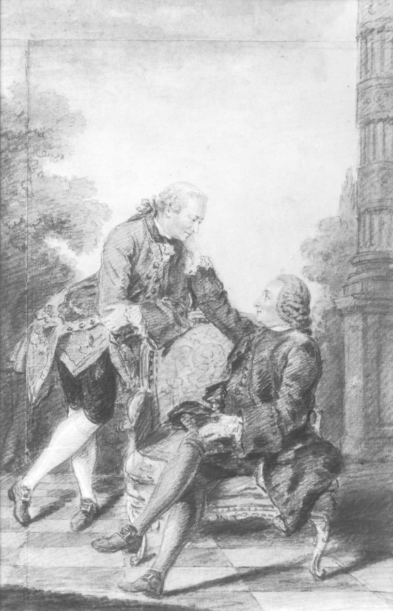 Denis Diderot (1713-84) e Melchior, Barão de Grimm (1723-1807) de Louis Carrogis dit Carmontelle