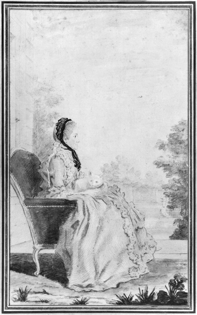 Retrato de Madame du Deffand, 1760 (lápis e papel higiênico) de Louis Carrogis dit Carmontelle