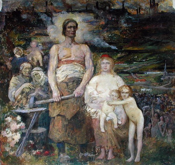 Para a emancipação, da Salle Pierre de Roubaix, 1913 (mural) de Louis Charles Spriet