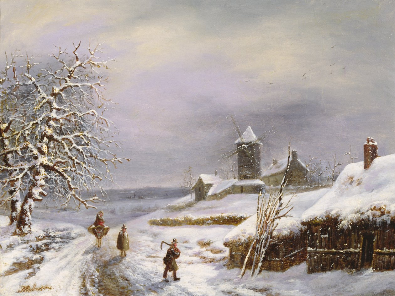 Cena de inverno com figuras de Louis Claude Mallebranche
