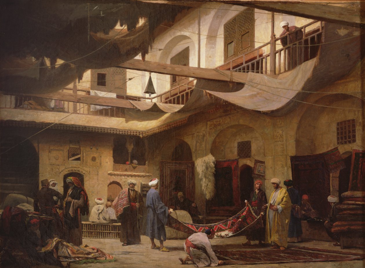 The Carpet Bazaar, Cairo, antes de 1866 de Louis Claude Mouchot