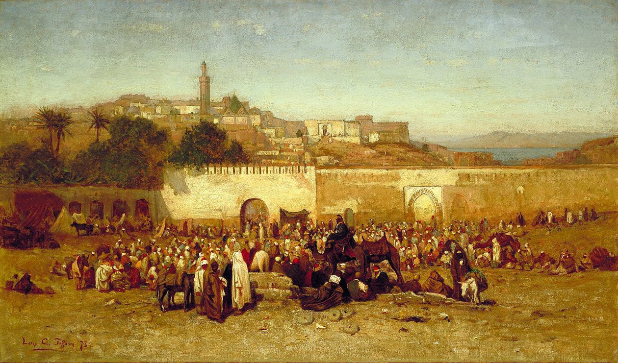 Dia de mercado fora dos muros de Tanger, Moroccon de Louis Comfort Tiffany