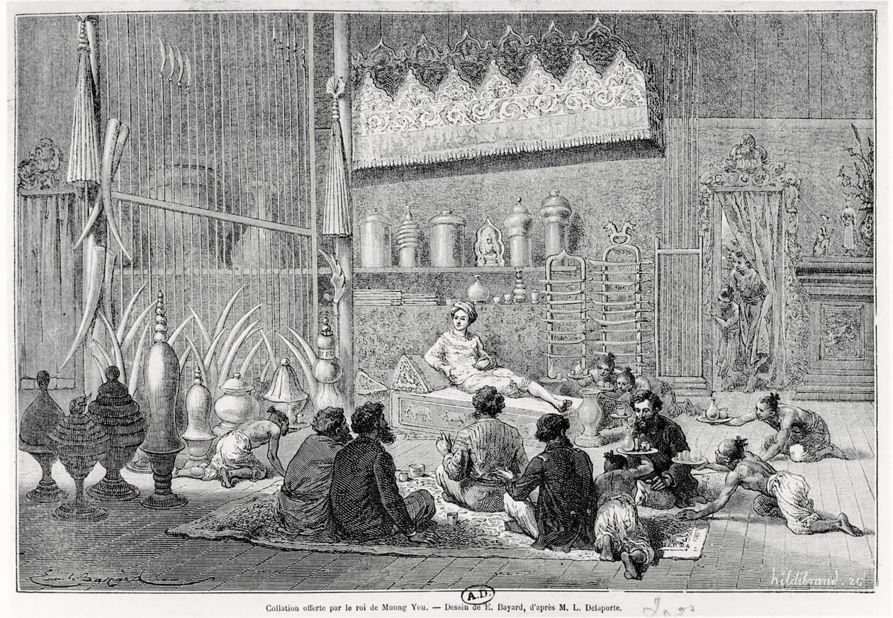 Comida oferecida pelo rei de Muong You, 1877 de Louis Delaporte